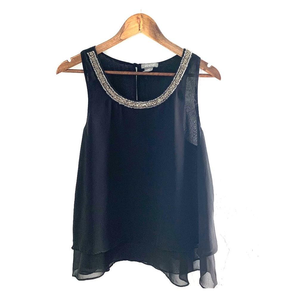 Black Monteau Sleeveless jewel tank•